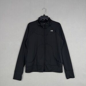 Under Armour Jacket Womens Large Black AllSeasonGear Full Zip Athletic Running